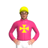 Pink, Yellow Maltese Cross And Cap