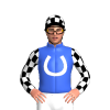 Royal Blue, White Horseshoe, Black And White Checked Sleeves And Cap