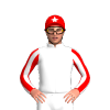 White, Red Striped Sleeves, Red Cap, White Star