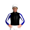 Black, Dark Blue Diamond, White And Dark Blue Striped Sleeves, White Cap