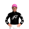 Black, Hot Pink And White Ribbons, White Stars Sleeves, Hot Pink Cap