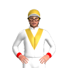 White, Gold Vee, Red Cuffs Outline, Gold Cap, White Peak