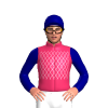 Cerise, White Lattice, Navy Sleeves And Cap