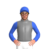 Light Grey, Darryl Hansen Logo Front And Back, Royal Blue Sleeves And Cap
