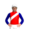 Red, White Sash, Dark Blue Sleeves, White Cap
