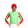 LIGHT GREEN, RED FIVE STARS, STRIPED SLEEVES ,RED CAP