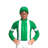 EMERALD GREEN,WHITE BRACES,EMERALD GREEN SLEEVES,WHITE ARMBANDS,EMERALD GREEN,WHITE SEAMS CAP 