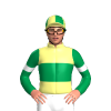 PALE YELLOW, EMERALD GREEN BAND, SLEEVES, WHITE ARMBAND, PALE YELLOW CAP, EMERALD GREEN QUARTERS CAP