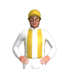 WHITE ,GOLD STRIPES, WHITE SLEEVES, ,GOLD CAP