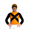 ORANGE, BLACK CROSSED SASHES, BLACK SLEEVES, BLACK CAP, ORANGE CHECKS