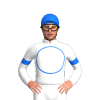 WHITE, BLUE CIRCLE, ARMBANDS,CAP