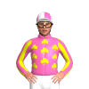HOT PINK, YELLOW SHAMROCKS, YELLOW SLEEVES, HOT PINK STRIPES, WHITE CAP,HOT PINK QUARTERS