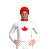 WHITE,RED MAPLE LEAF,COLLAR,CAP