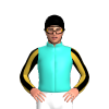 TURQUOISE, GOLD, BLACK STRIPES SLEEVES, BLACK CAP