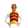GOLD,MAROON CHEVRONS,WHITE SLEEVES,GOLD CAP,MAROON STRIPES