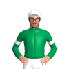Emerald green, white diamond, white armbands & cap