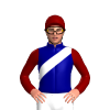 NAVY BLUE, WHITE SASH, MAROON SLEEVES , CAP