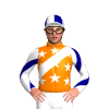ORANGE,WHITE STARS,SASH,WHITE,NAVY DIAGONAL STRIPES SLEEVES,WHITE,NAVY QUARTERS CAP