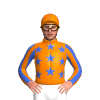 ORANGE,ROYAL BLUE STARS,STRIPES SLEEVES,SEAMS CAP
