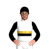 WHITE, GOLD AND BLACK BAND, BLACK SLEEVES,CAP