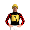 BLACK,GOLD CIRCLE,M,P,BLACK SLEEVES,RED CHECKS,GOLD CAP,BLACK POM POM