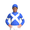 ROYAL BLUE, WHITE CROSSED SASHES & ARM BAND, ROYAL BLUE CAP WITH WHITE POM POM