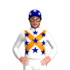 WHITE, TANGERINE CROSSED SASHES, DARK BLUE STARS AND CAP WITH WHITE STARS