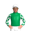 EMERALD GREEN, WHITE , EMERALD GREEN CHEQUERED SLEEVES, WHITE CAP