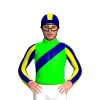 LIME, NAVY SASH, YELLOW SLEEVES, NAVY STRIPES, CAP, YELLOW STRIPE