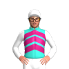 TURQUOISE,MAGENTA CHEVRONS,WHITE SLEEVES,CAP 