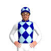 DARK BLUE, LIGHT BLUE DIAMONDS, WHITE SLEEVES, DARK BLUE CAP WITH LIGHT BLUE DIAMONDS