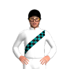 White, Teal And Black Checked Sash And Cap