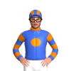 Royal Blue, Orange Spot, Collar And Hooped Sleeves, Striped Cap