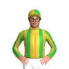 Gold, Green Braces, Striped Sleeves, Quartered Cap