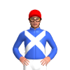 Royal Blue, White Crossed Sashes, Red Cap