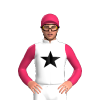 White, Black Star, Cerise Sleeves And Cap