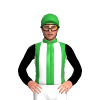 Green, White Stripes, black Sleeves, Green Cap