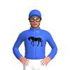 Royal Blue, Black Horse And Rider Silhouette, Burgundy With Royal Blue Circles Sleeves And Cap