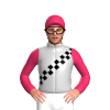 Silver, Black Checked Sash, Cerise Sleeves, Star Cap