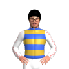 Royal Blue, Gold Hoops, White And Red Seams Sleeves, Black Cap