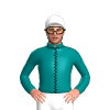 Teal, Black Seams, White Cap