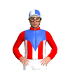 Red, Royal Blue Vee Yoke With Red, White And Royal Blue Striped Vee And Cobra, Quartered Cap