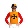 Orange, Black Maltese Cross, Red Sleeves, Black And Orange Quartered Cap