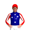 Navy, White Southern Cross, Navy, Red And White Striped Sleeves, Red Cap