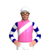 Hot Pink, White Sash, Navy Blue And White Hooped Sleeves, Navy Blue Diamond On Cap, White Pom Pom