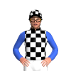 Black And White Checks, Royal Blue Sleeves, Black And White Checked Cap