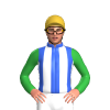 Royal Blue, White Stripes, Green Sleeves, Gold Cap