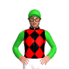 Black, Red Diamonds, Lime Green Sleeves and Cap