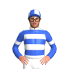 White, Royal Blue Hoops And Sleeves, White Armbands, Quartered Cap