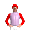 Lilac, Red Sleeves And Cap